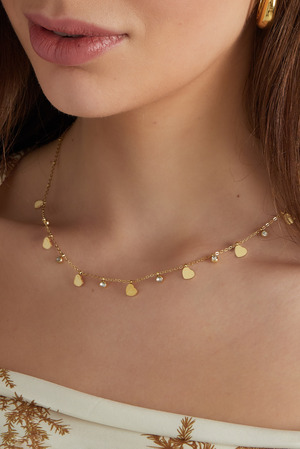 Collar Charm con corazones y diamantes - oro  h5 Imagen3